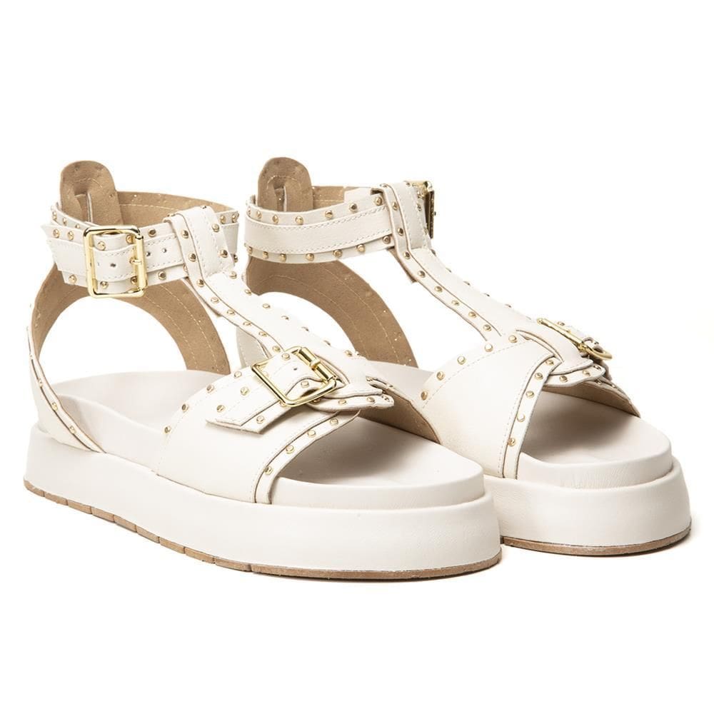 Sandália Feminina Papete Flatform Apliques Confortável
