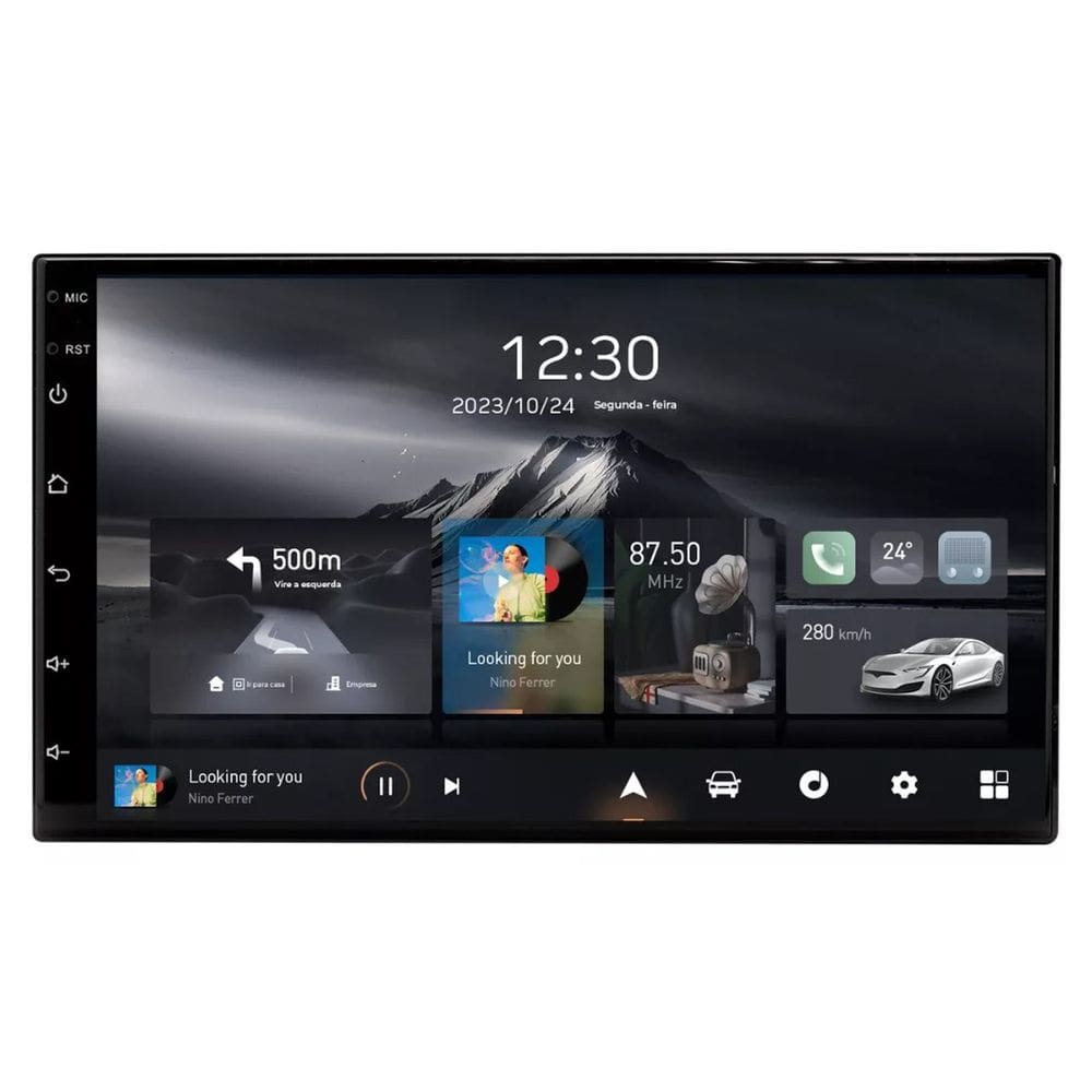 Central Multimídia Universal Adak G2 Tela QLED de 7" Polegadas 2GB Ram 64GB Carplay e Android Auto + Câmera de ré
