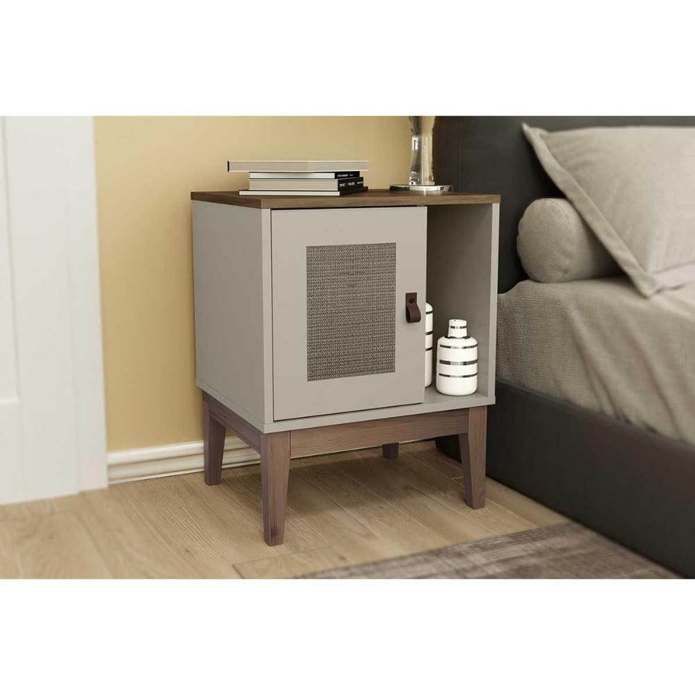 Mesa Lateral p/ Sala MB 1004 c/ 1 Porta e 1 Nicho Freijo/Off White - Movelbento