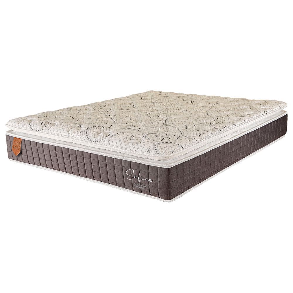 Colchão King Size 193X203X34 Safira Prorelax Molas Ensacadas Pillow Top Viscoelástico - Cinza