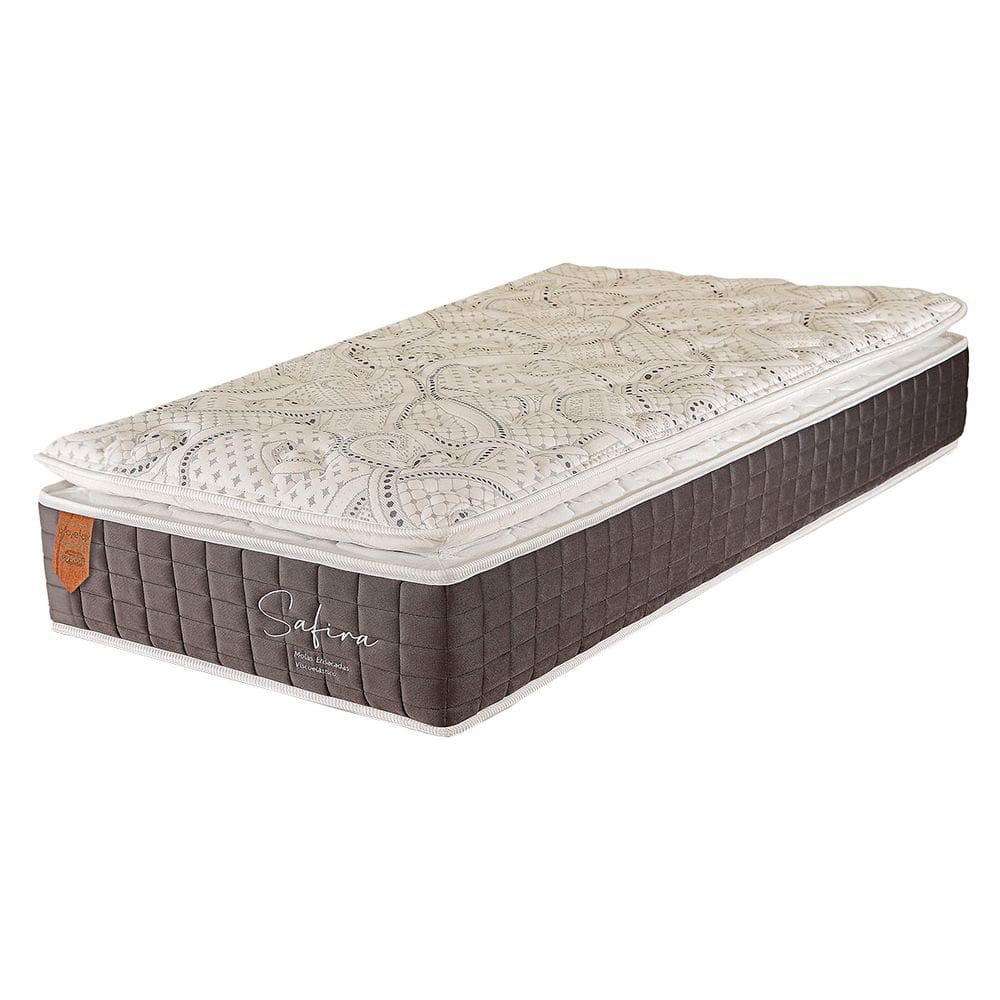 Colchão Solteiro King 96X203X34 Safira Prorelax Molas Ensacadas Pillow Top Viscoelástico - Cinza