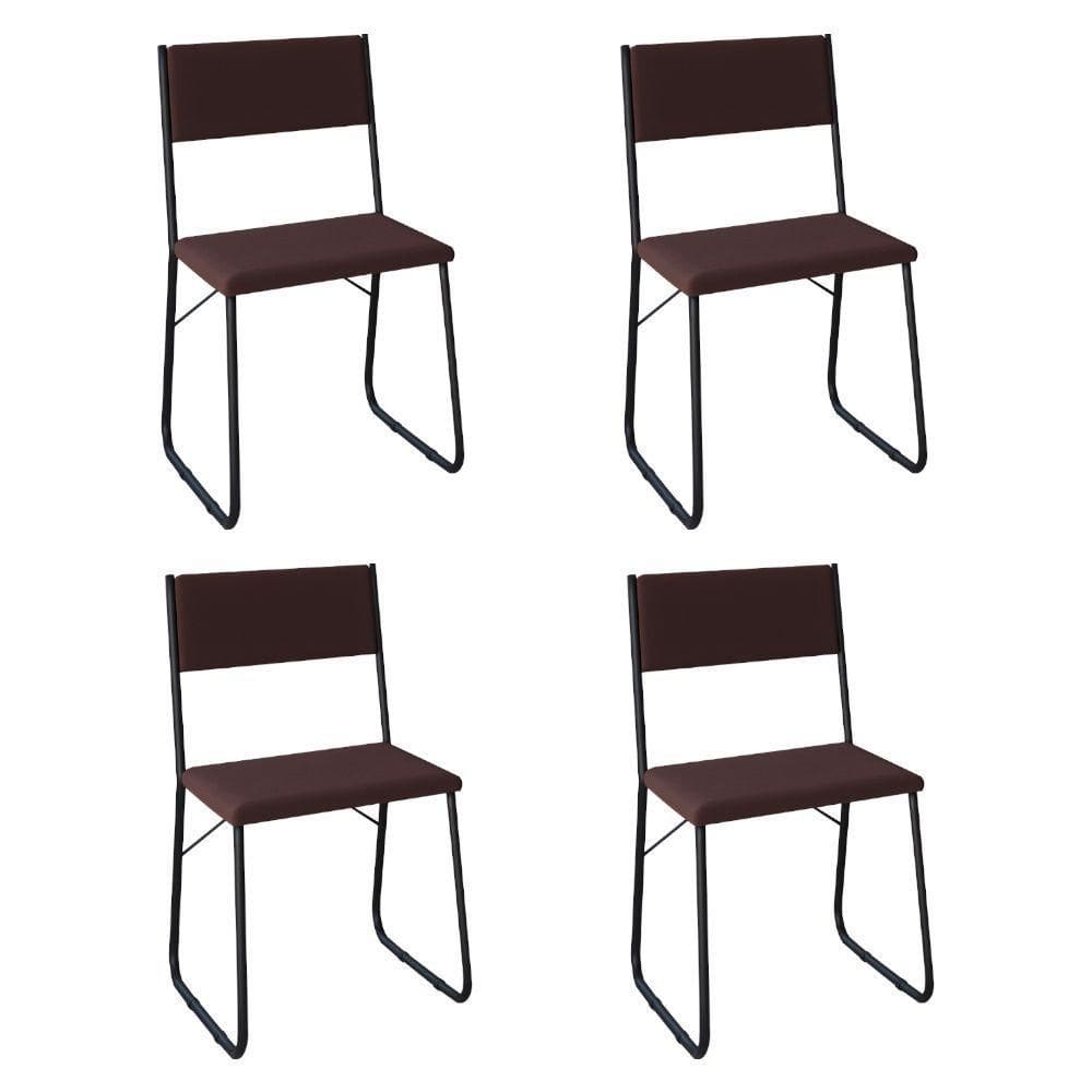 Kit 4 Cadeiras De Jantar Estofadas Angra Marrom
