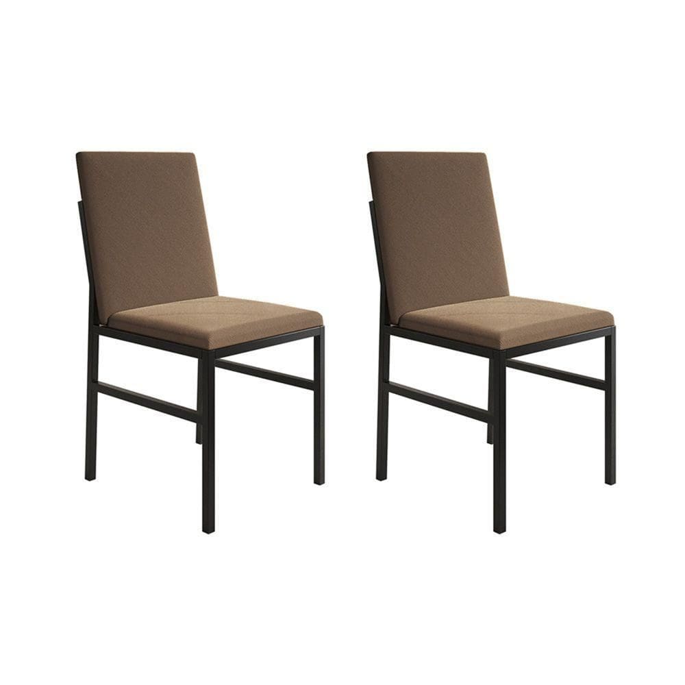 Kit 2 Cadeiras De Jantar Estofadas Mônaco Veludo Marrom Preto