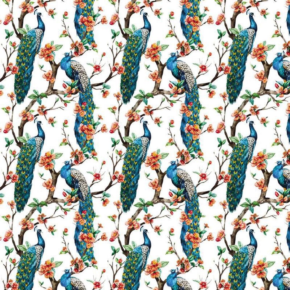 Papel De Parede Pássaro Pavão Autocolante Lavável Decorativo