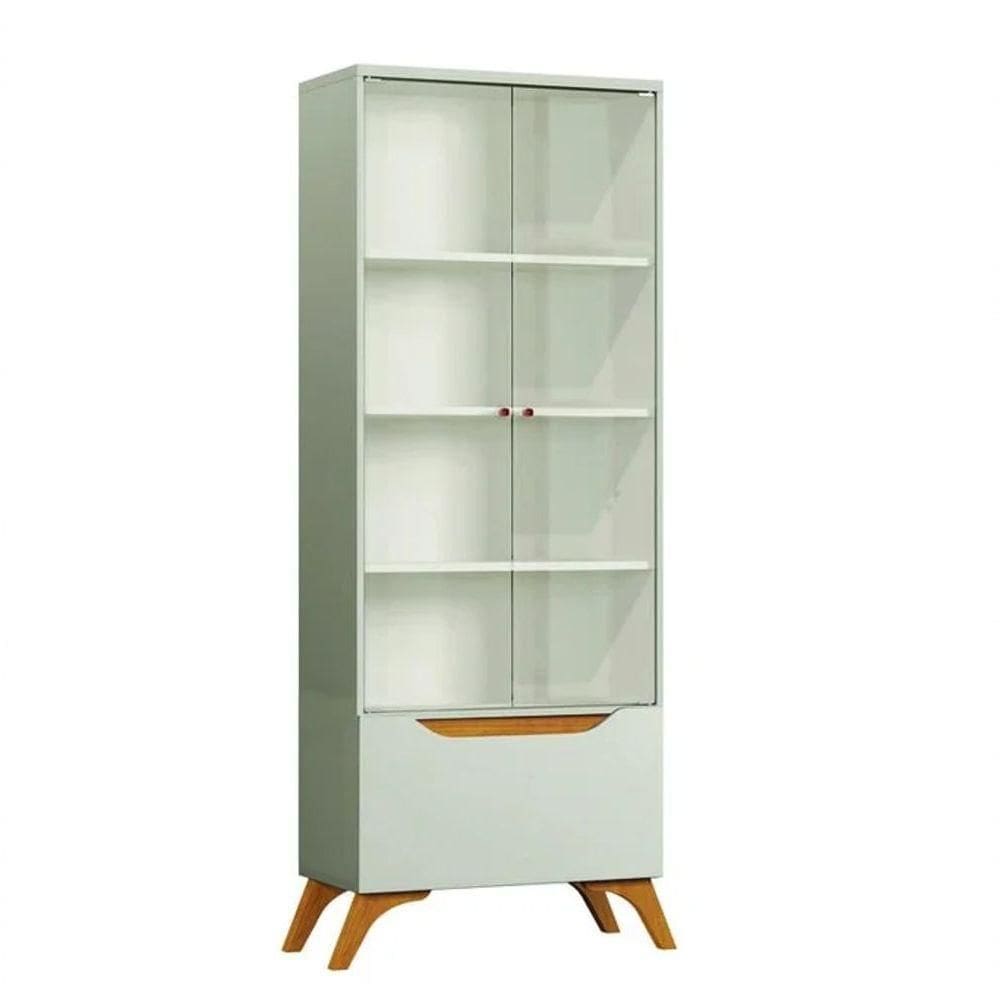 Cristaleira Grécia 2 Portas De Vidro 1 Gaveta Off White/naturalle - Mavaular