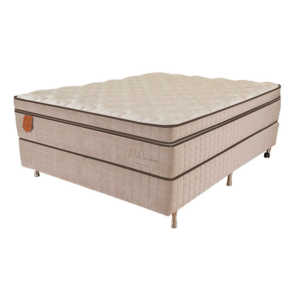 Cama Box Viúva (Box + Colchão) 128X188X73 Mediterrâneo Prorelax Molas Ensacadas Euro Pillow - Bege