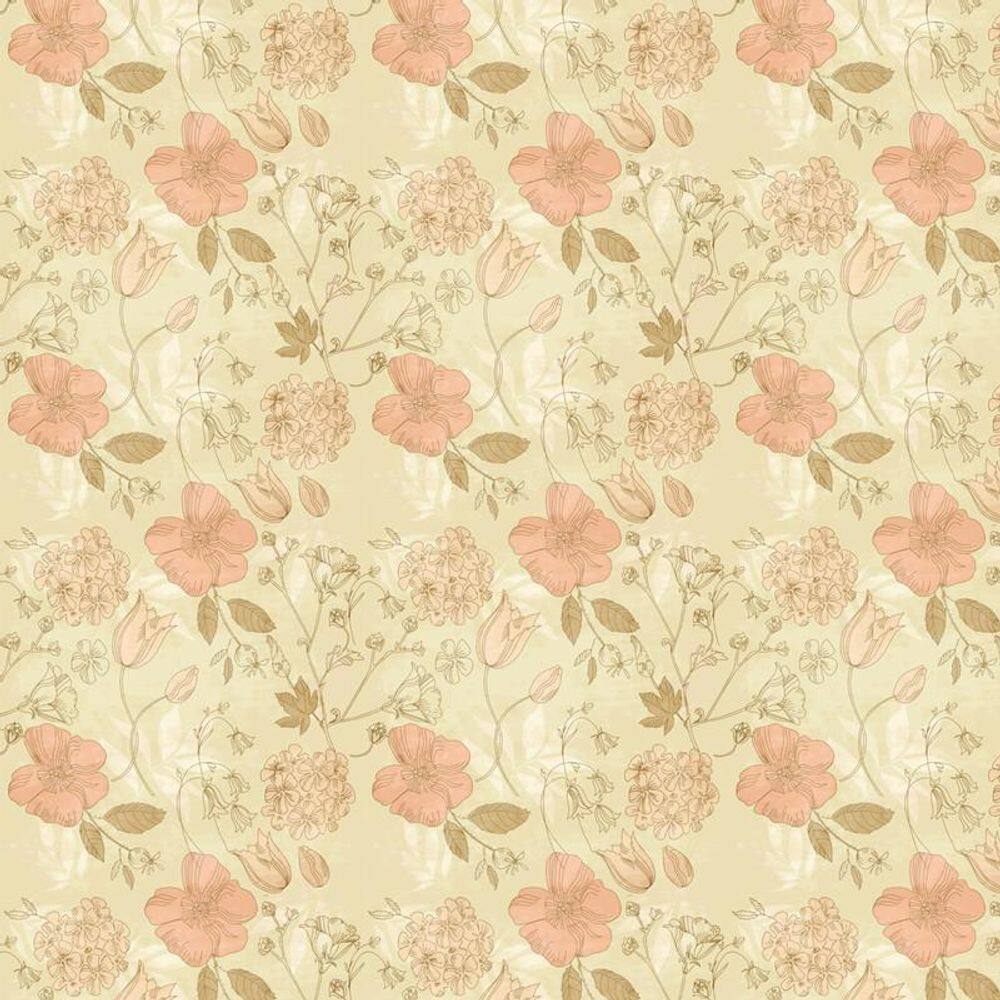 Papel De Parede Flores Vermelhas Clara E Amarelo Adesivo