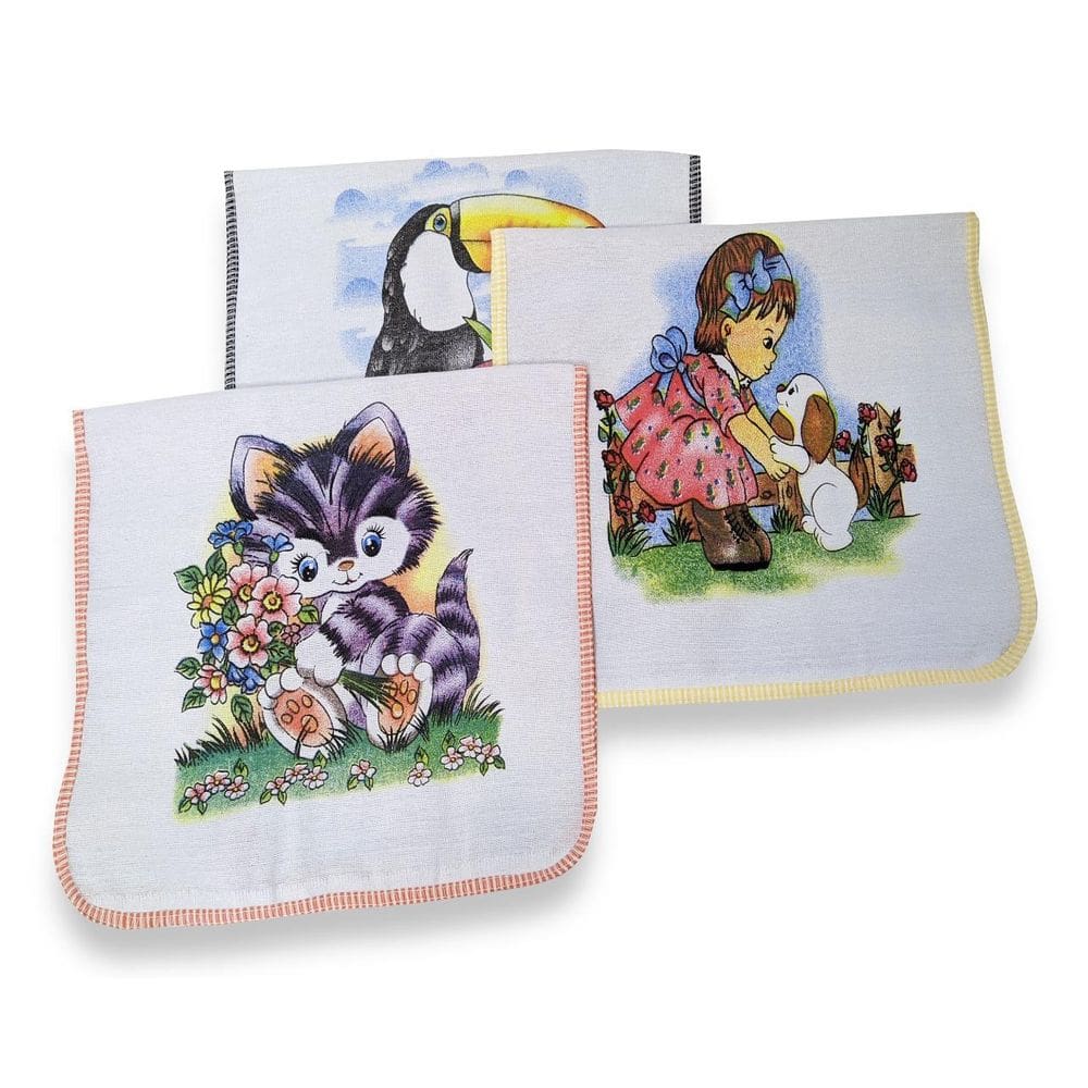 Pano De Prato Com Viés Estampado 67X41 - 50 Unidades