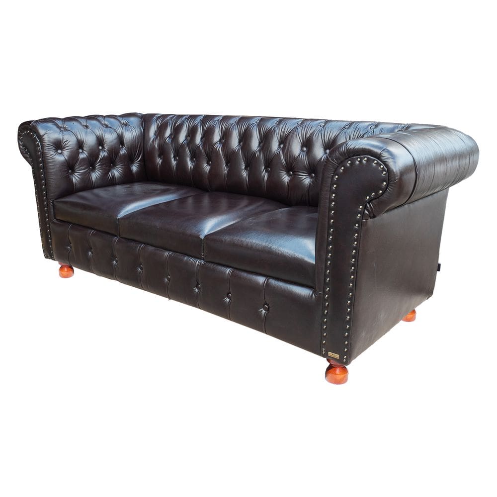 Sofá Capitonê Chesterfield Luiz Xv 2.00M Courano Café - Barbearia - Escritório - Sala De Estar - Casa - Studio