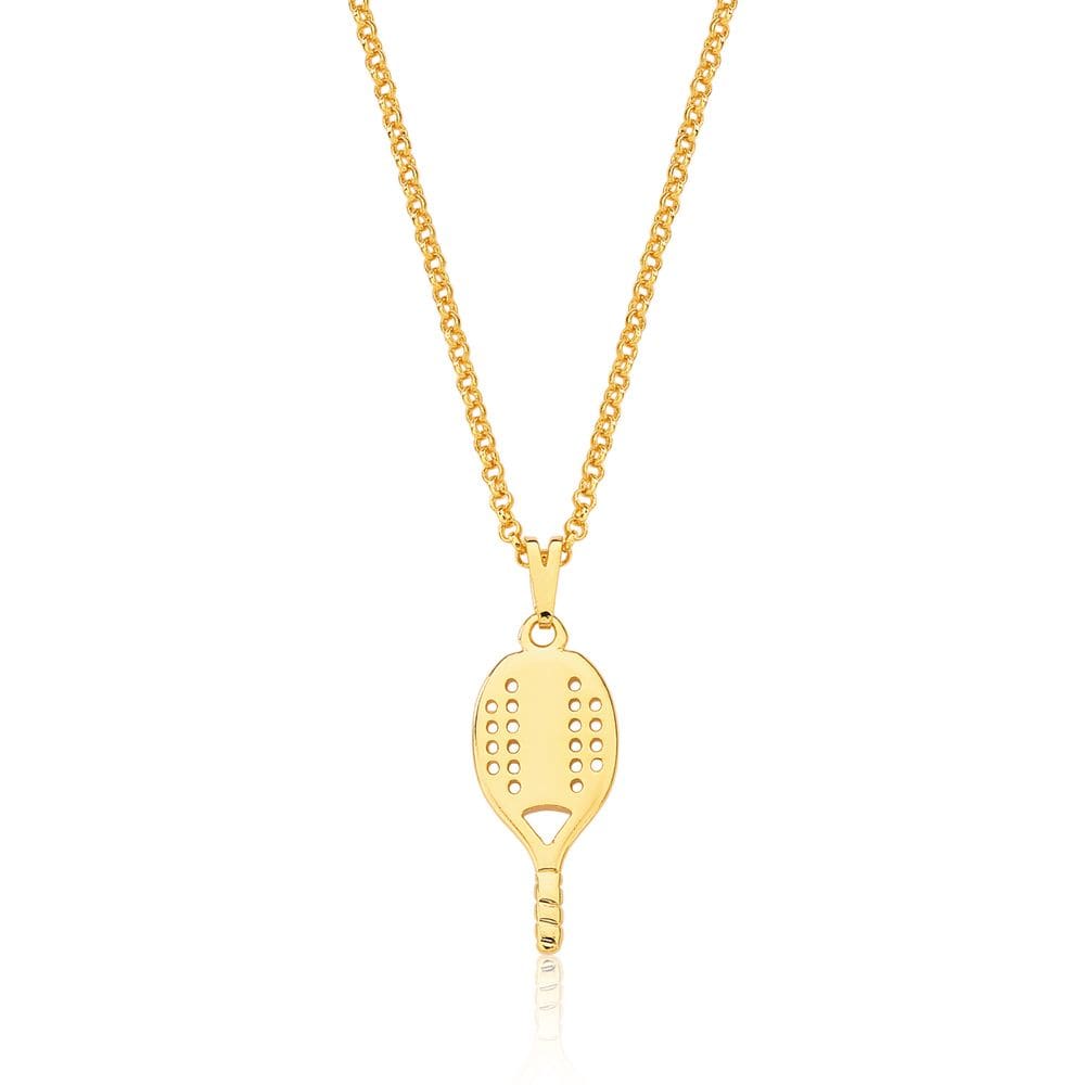 Colar Raquete Beach Tennis Revestido em Ouro