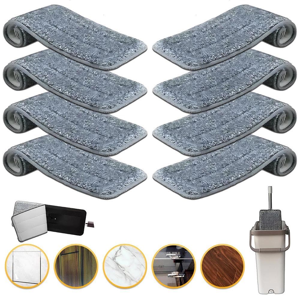 Kit 8 Refil Mop Flat Microfibra Vassoura Piso Brilhante Esfregão