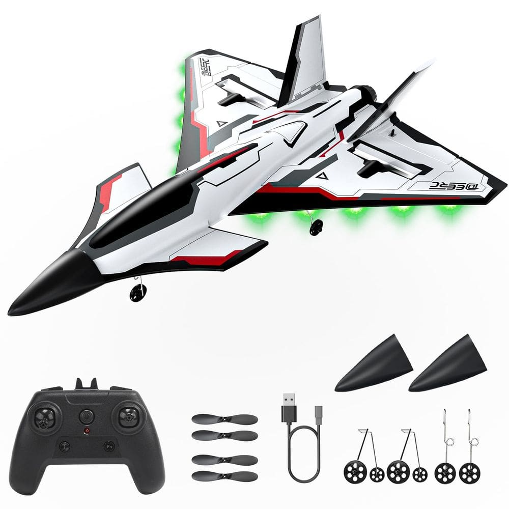 Avião RC Avião de controle remoto DEERC Future 4CH com LED