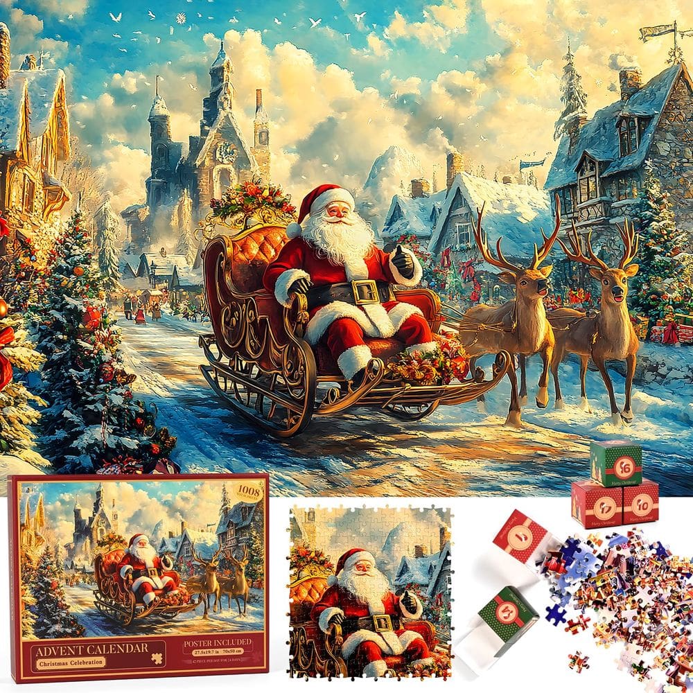 Puzzle Advent Calendar Homlouue 2024 com 108 peças para crianças