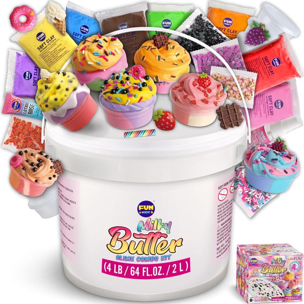 Slime Kit FunKidz Milky Butter, balde de 2 litros com 29 suplementos de 4 libras