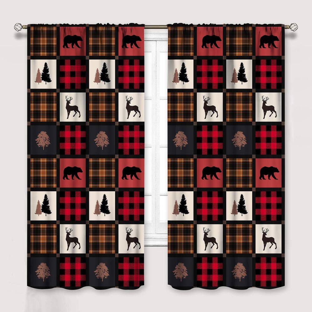 Cortinas Ginness Cabin Retro Rustic Lodge Bear Deer Moose 160
