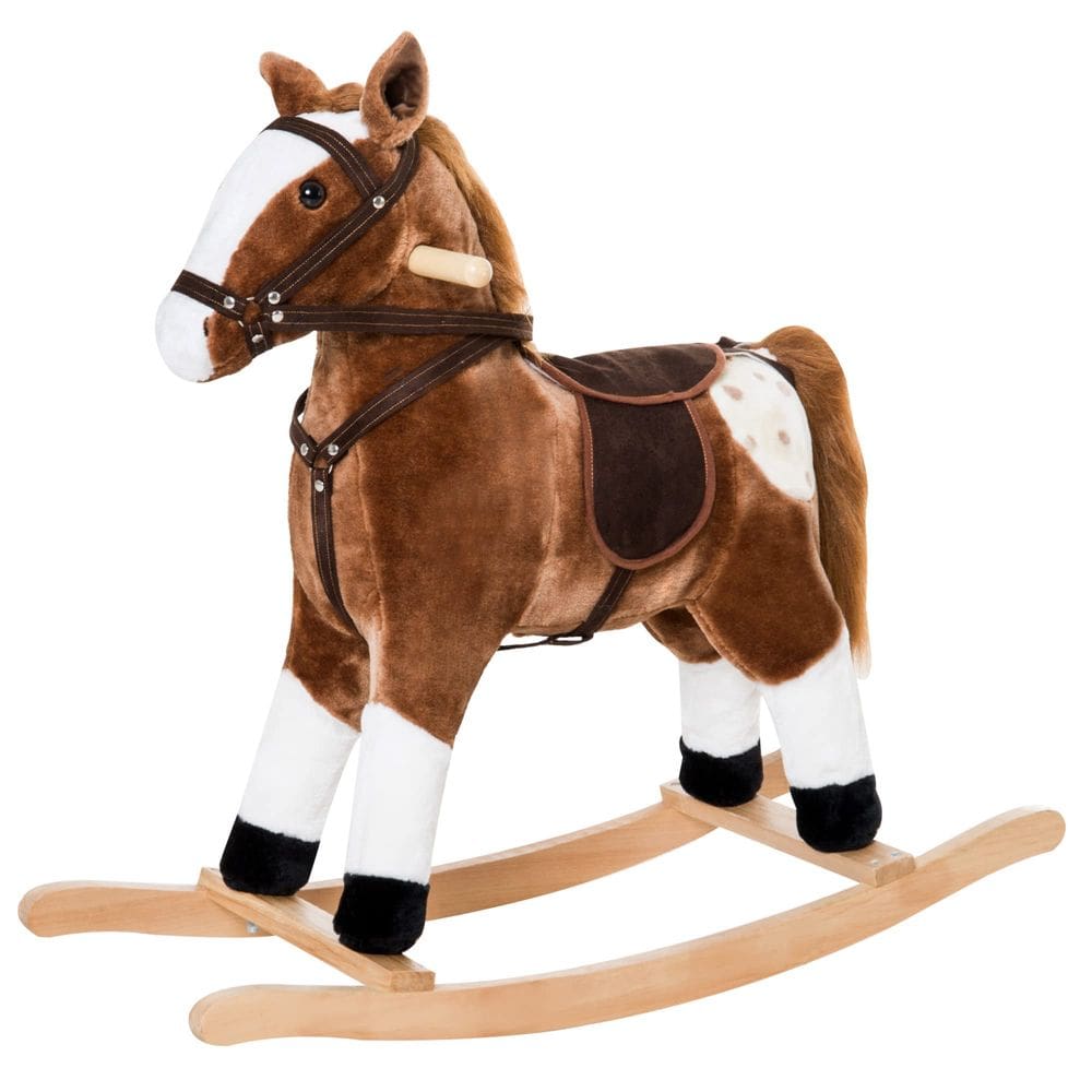 Brinquedo de pelúcia Rocking Horse Qaba Kids Ride On com som realista