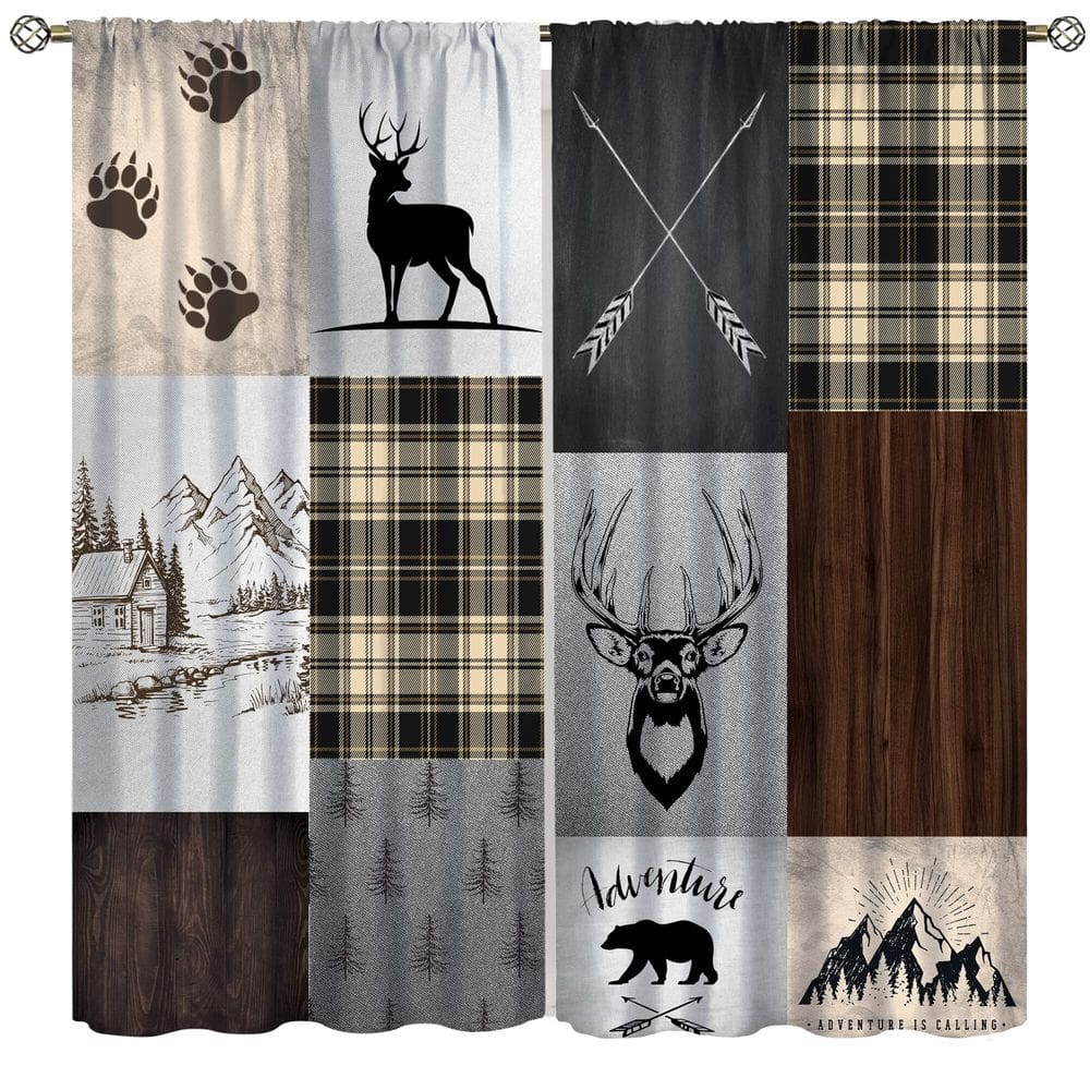 Cortinas Cyness Rustic Carbin Deer Bear Elk Moose 140x160cm