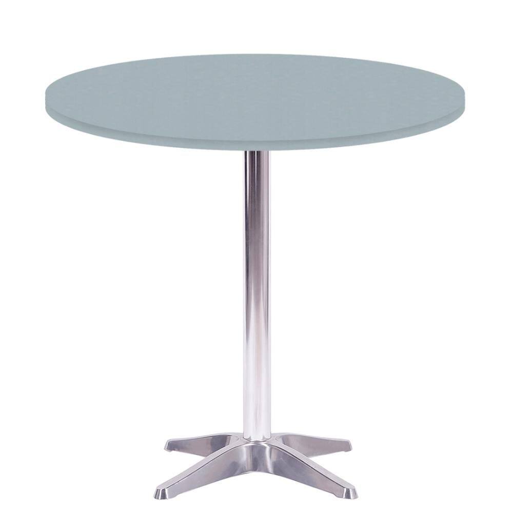 Mesa Delta em Alumínio 75 cm (Alt) Base em X Tampo MDP Redondo 60 cm (Larg) x 2,50 cm (Alt) Cinza