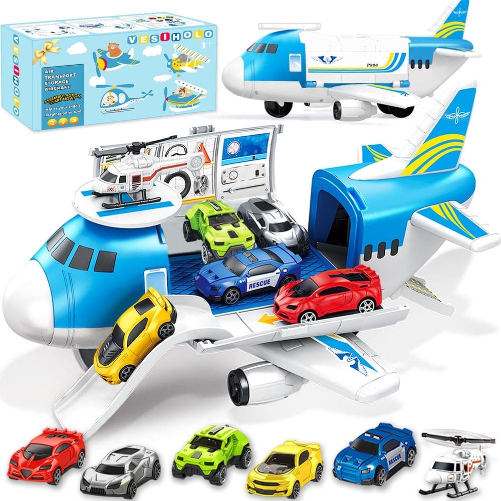 Brinquedo de avião GUDEHOLO para meninos de 3 a 7 anos com carros e helicópteros