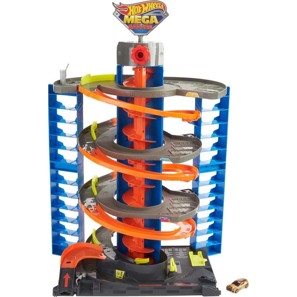 Playset Hot Wheels City Mega Garage com elevador em forma de saca-rolhas