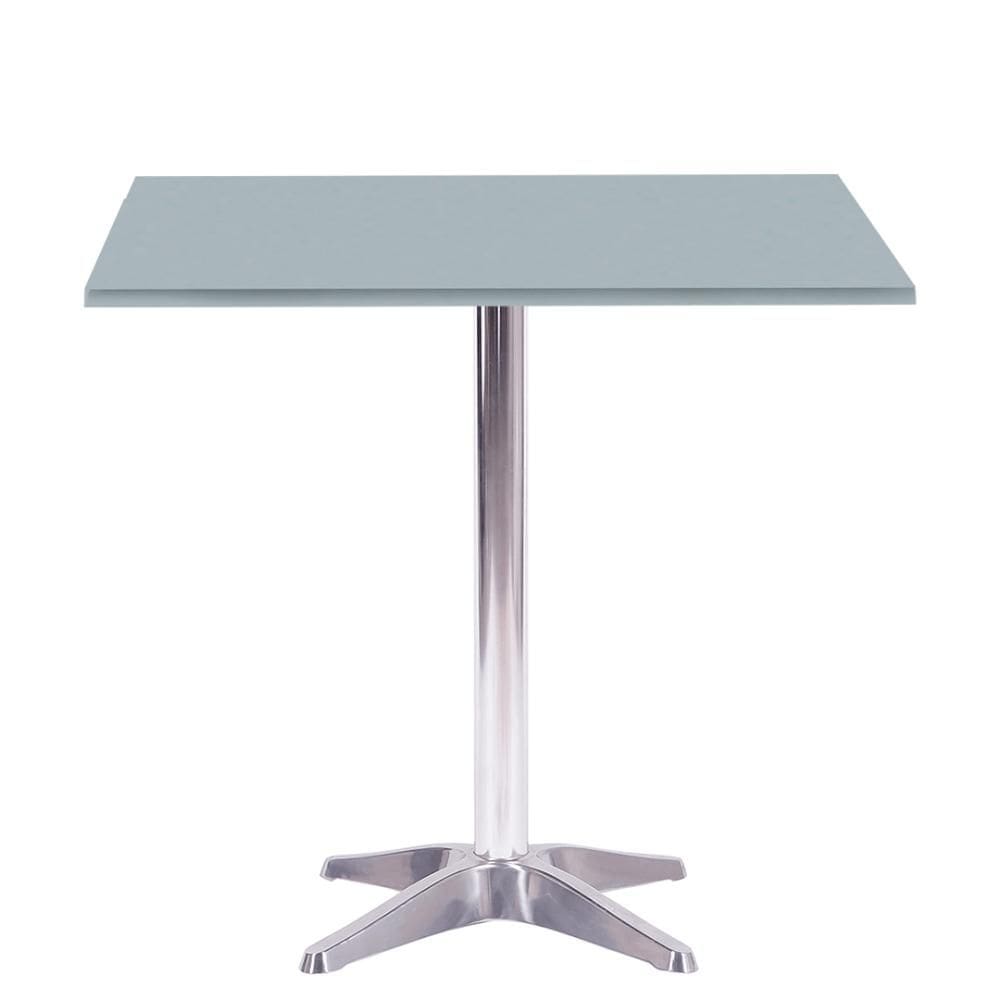 Mesa Delta em Alumínio 75 cm (Alt) Base em X Tampo MDP Quadrado 70 cm (Larg) x 2,50 cm (Alt) Cinza