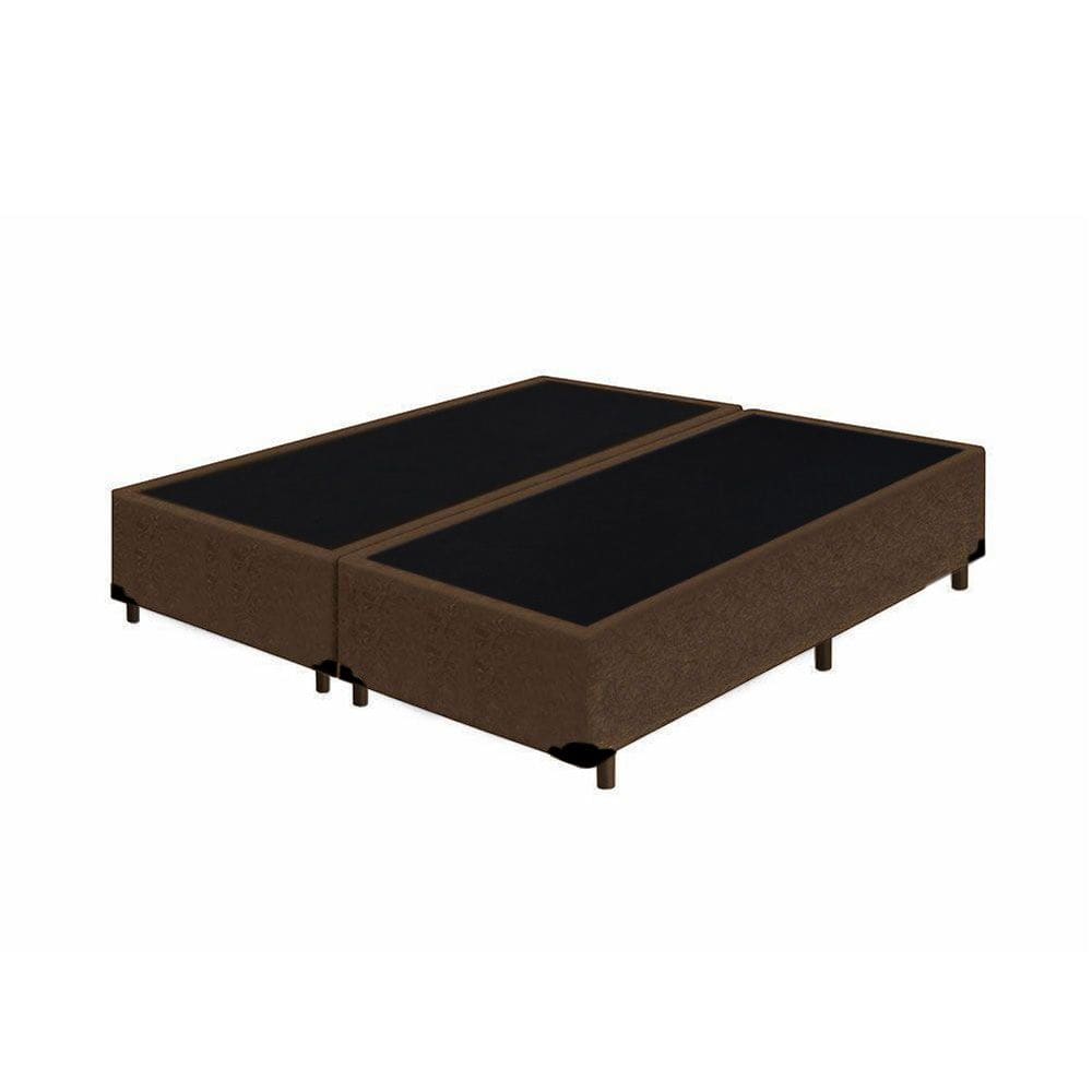 Cama Box Casal Blindado Bipartido Extremo Reforçado Principe das Camas Suede Marrom 138x188x40