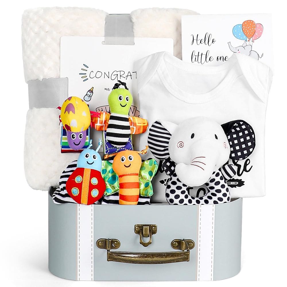 Conjunto de presentes para bebês iAOVueby preto e branco de alto contraste 0-6M