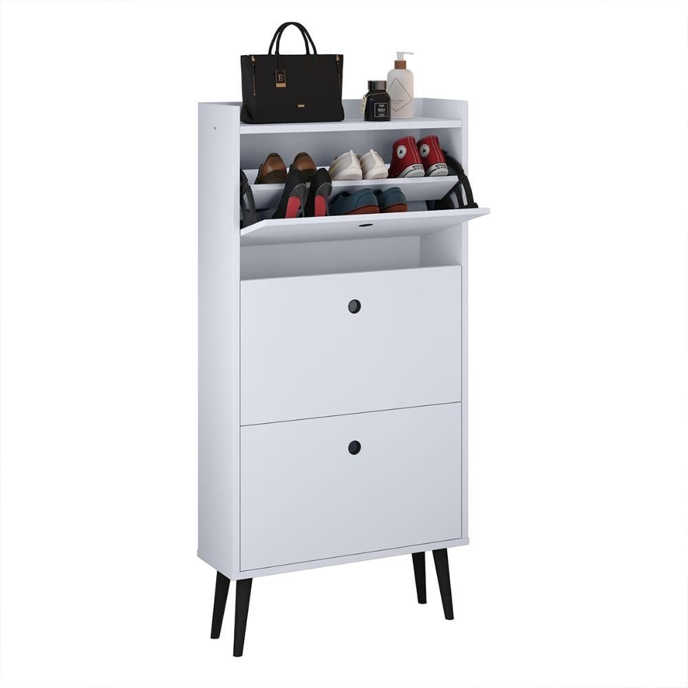 Sapateira Vertical Dark 3 Gavetas Basculantes Organizadora Calçados Retrô - Branco - RPM Móveis