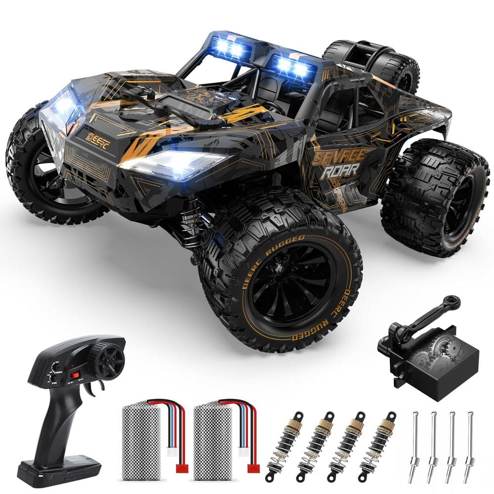 Carro RC DEERC 1:14 All Terrain 40KPH de alta velocidade com farol de LED