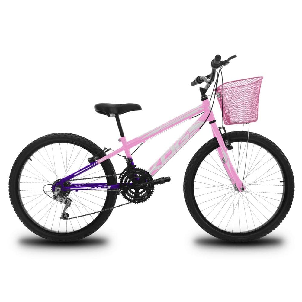 Bicicleta Infantil Aro 24 KOG Feminina 18 Marcha e Cestinha