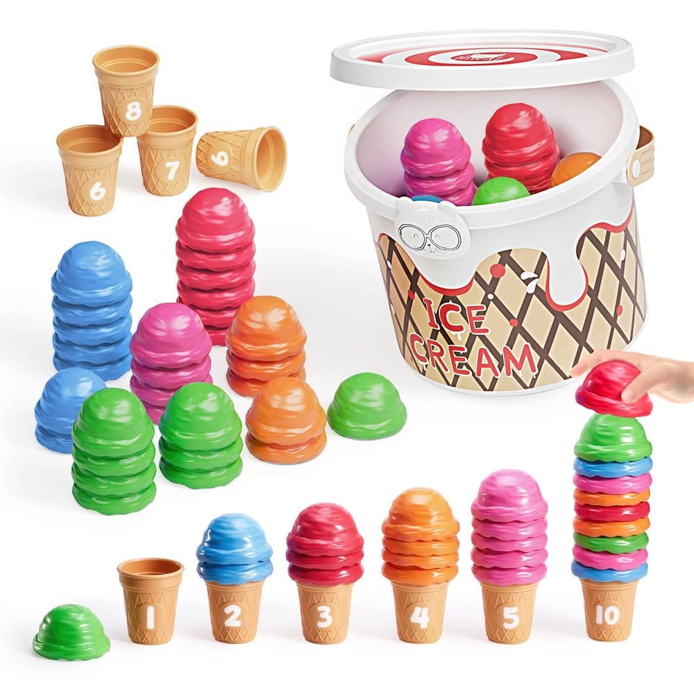 Brinquedos empilháveis JoyCat Ice Cream Preschool Learning 65 unidades 3-5