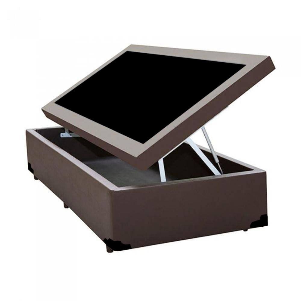 Cama Box Baú Solteirão Principe das Camas Sintético Marrom 96x203x41