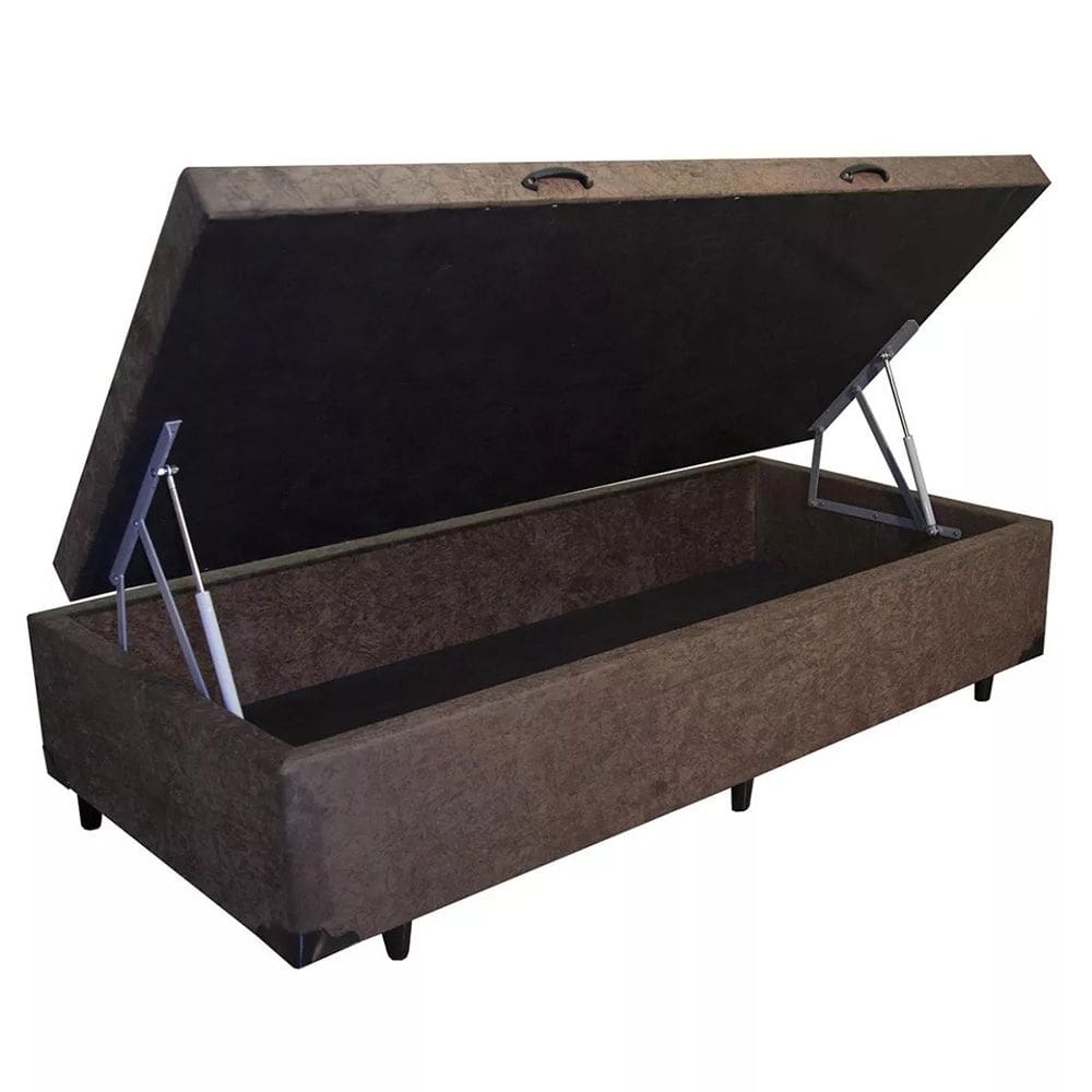 Cama Box Baú Solteirão Principe das Camas Suede Marrom 96x203x41