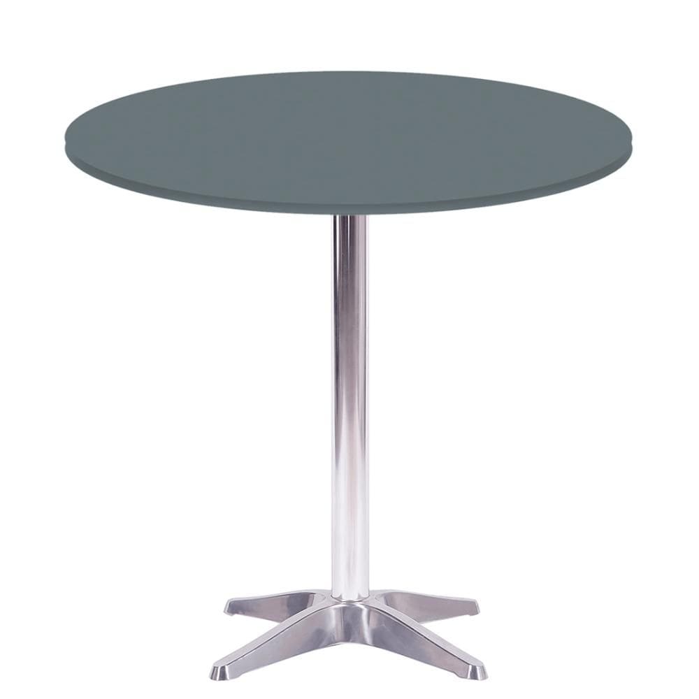 Mesa Delta em Alumínio 75 cm (Alt) Base em X Tampo MDP Redondo 70 cm (Larg) x 2,50 cm (Alt) Grafito