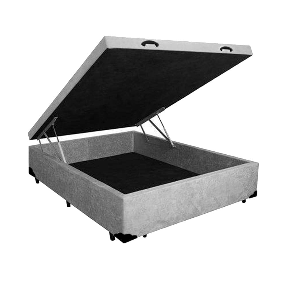 Cama Box Baú Casal Extremo Reforçado Principe das Camas Suede Cinza 138x188x41