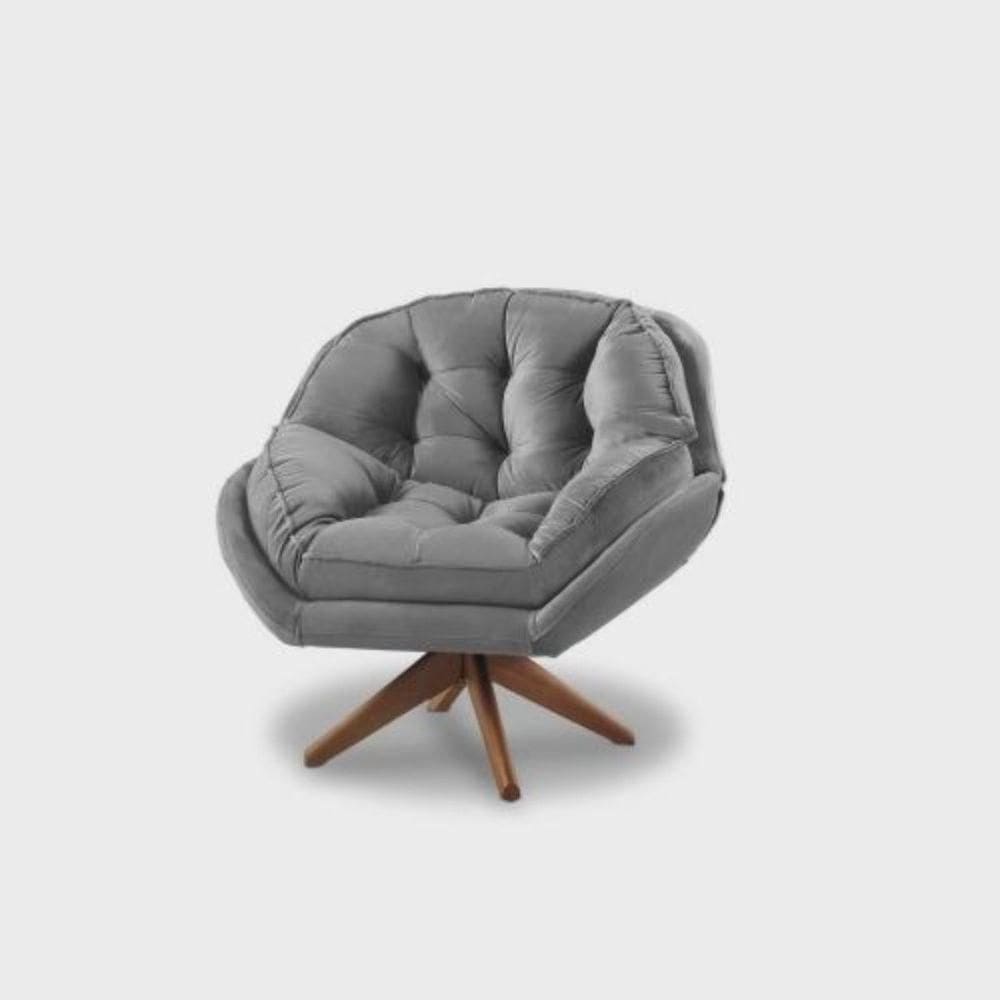 Poltrona Decorativa Califórnia Com Base Giratória Suede
