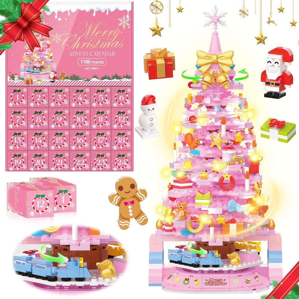 Calendário do Advento Hadrono 2024 Árvore de Natal 1188PCS com LED