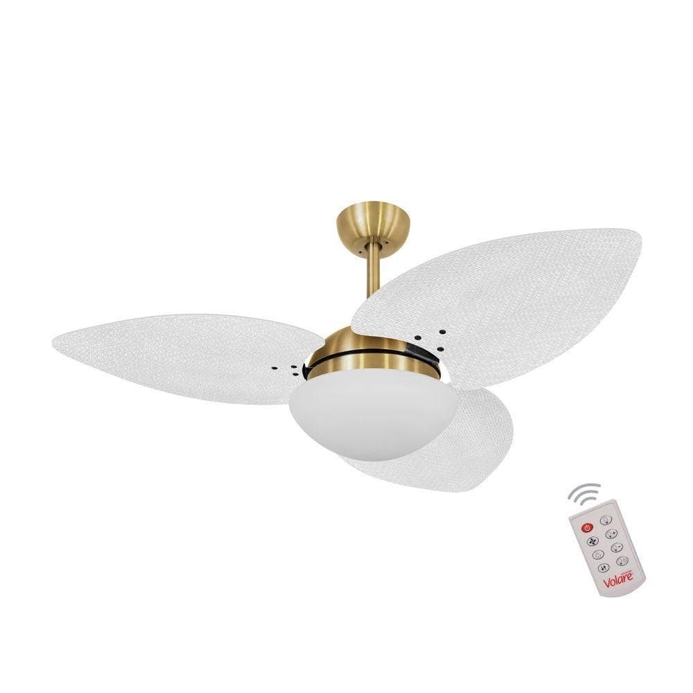 Ventilador De Teto Dourado 3 Pás Palmae Branco 127V