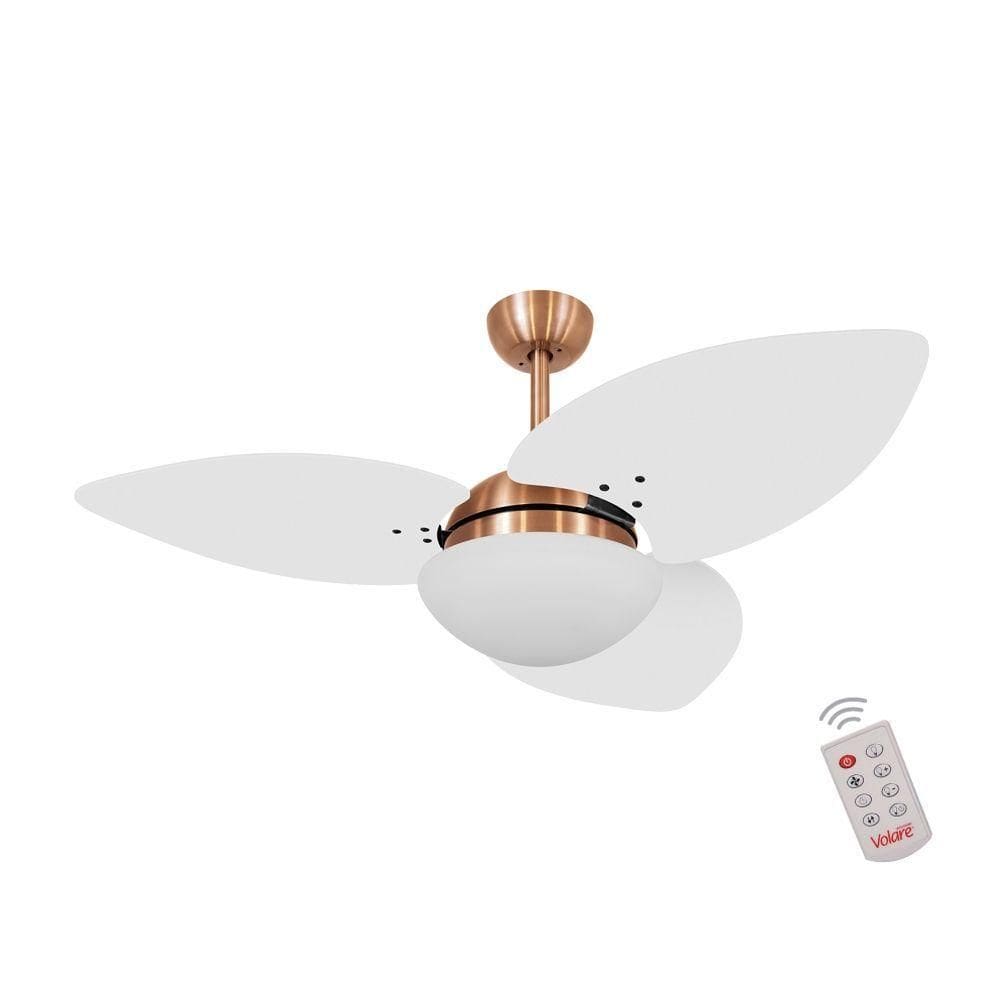 Ventilador De Teto Cobre 3 Pás Branco 127V C/ Controle