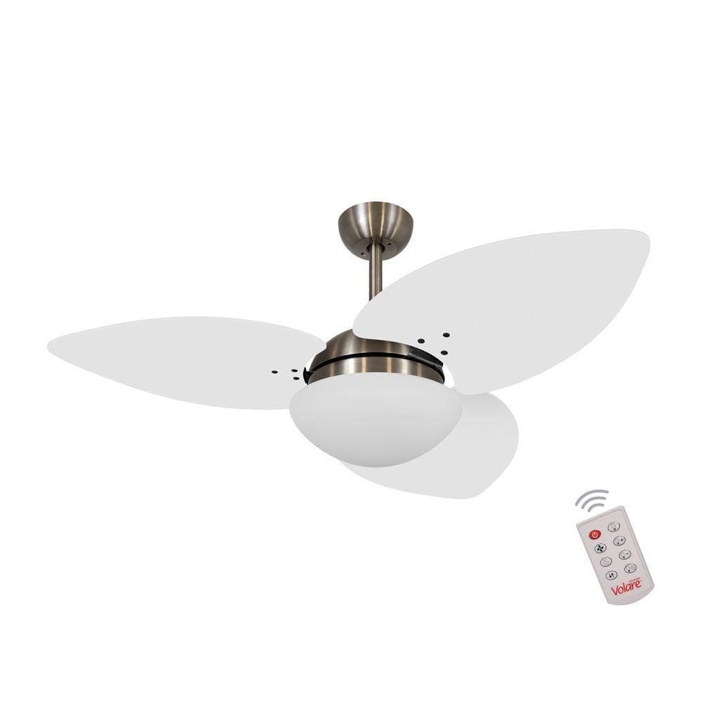 Ventilador De Teto Bronze 3 Pás Branco 127V C/ Controle