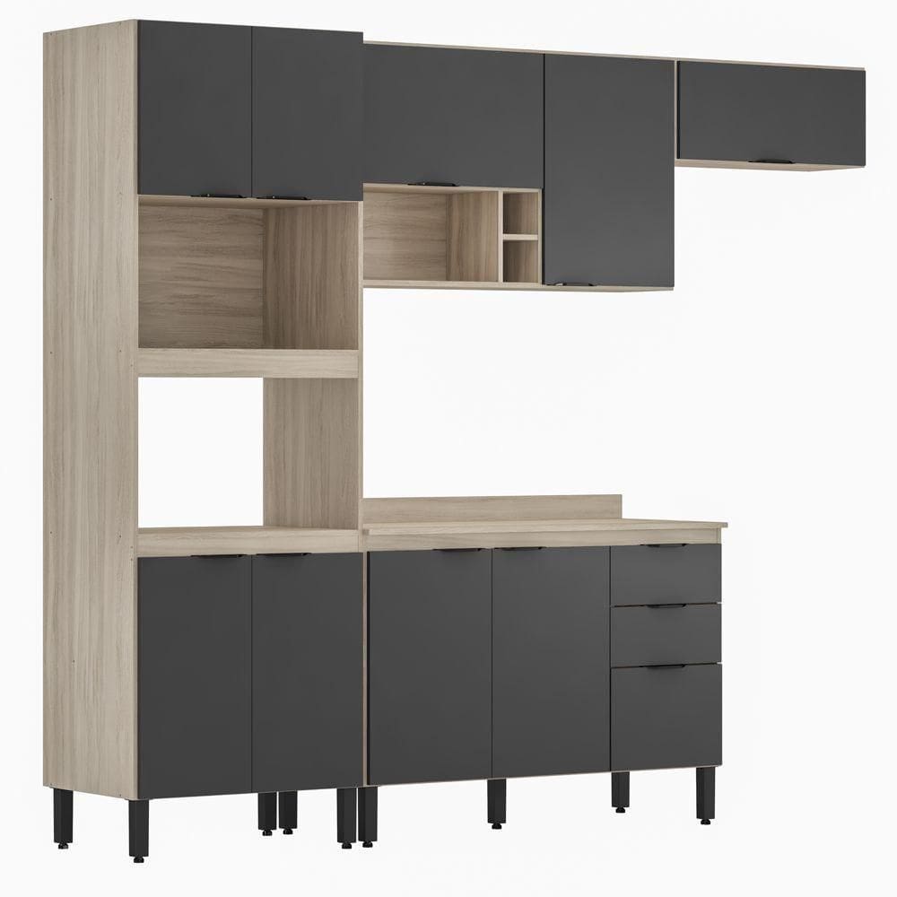 Cozinha Completa Modular Firenze 5 Peças Composição 3 Avena Touch Grafito Fi0003 Demóbile