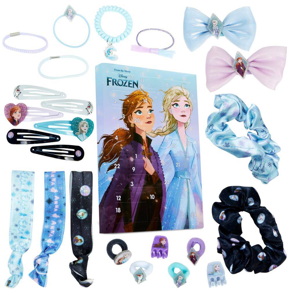 Calendário do Advento Disney Frozen 2024 com acessórios de cabelo
