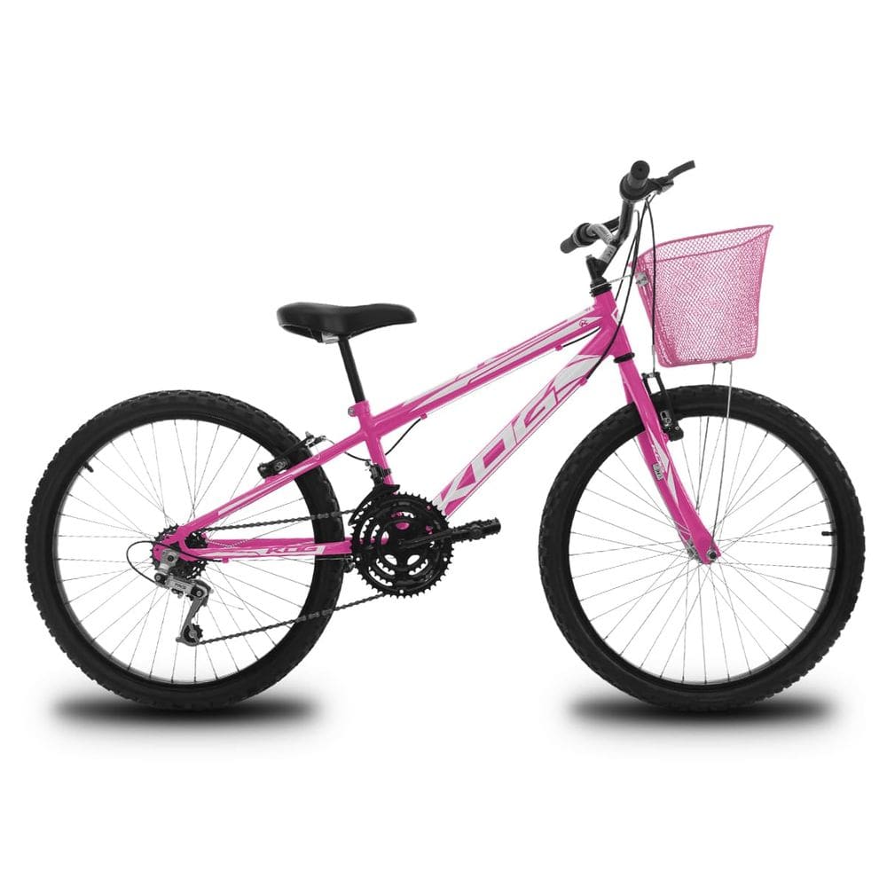 Bicicleta Infantil Aro 24 KOG Feminina 18V Shimano e Cesta