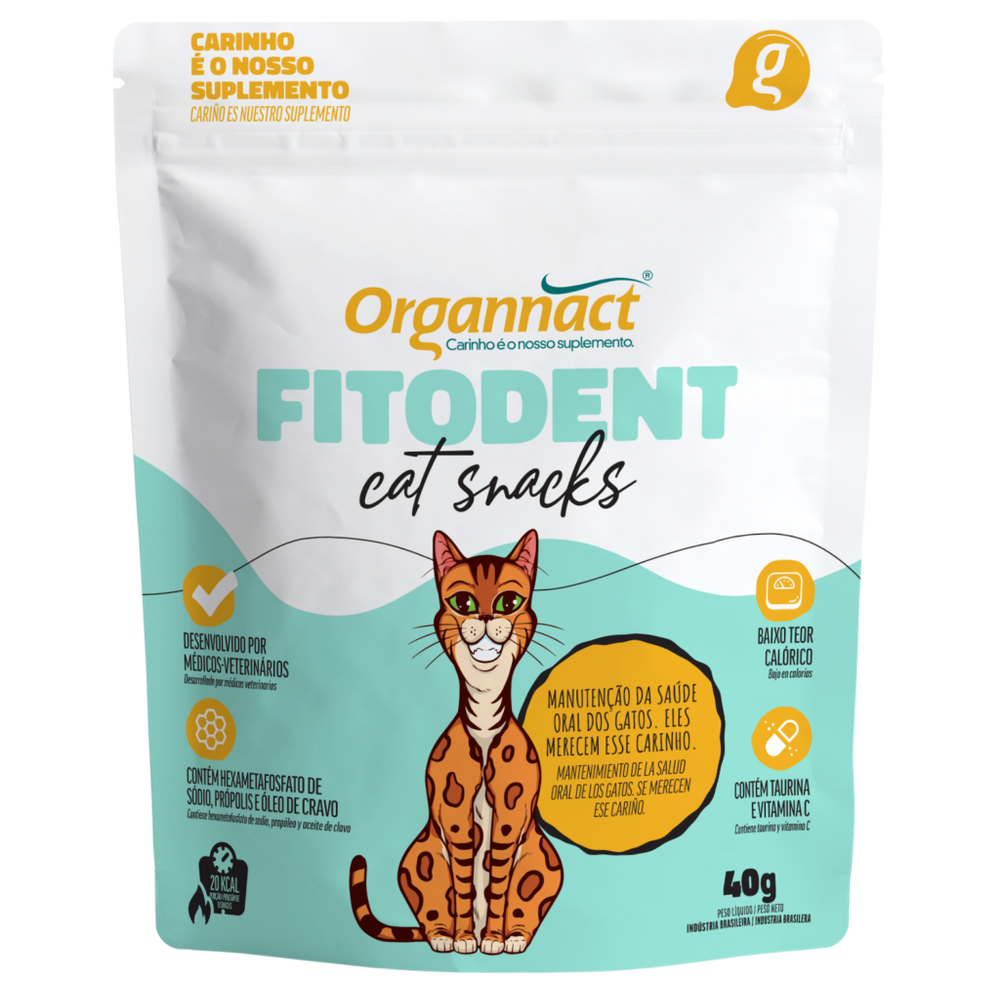 Suplemento Fitodent Cat Snacks para Gatos 40g - Organnact