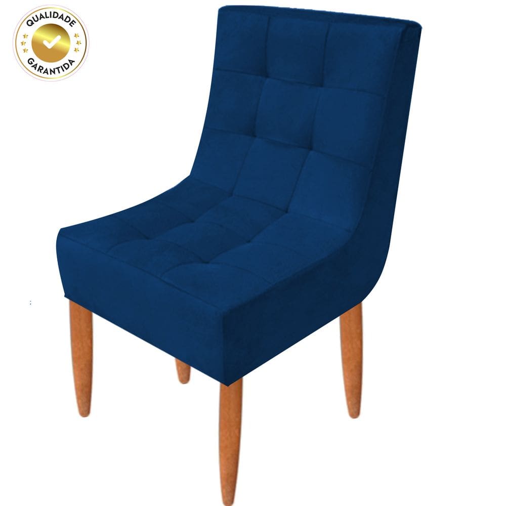 Conjunto 2 Cadeiras Estofadas Sala De Jantar Camily Suede Marinho