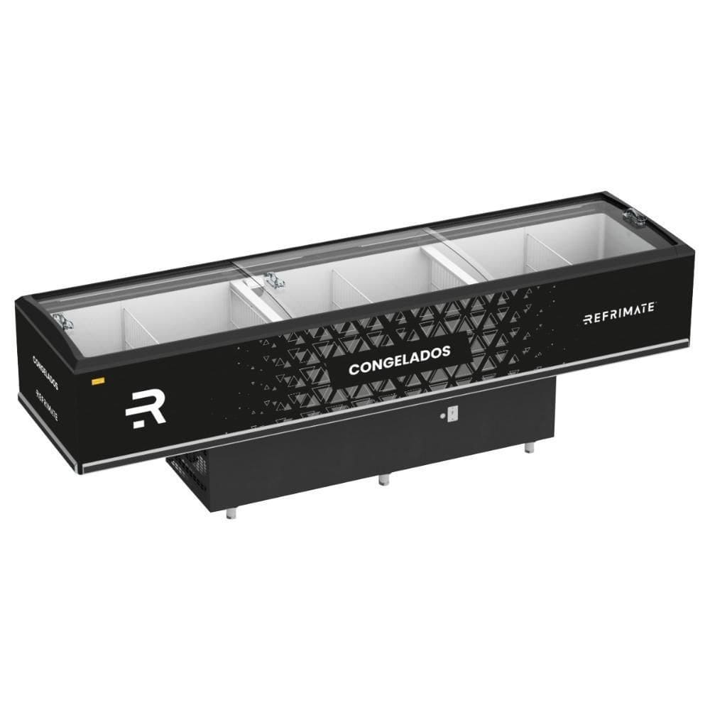 Expositor Ilha Vanguard Top De Congelados E Resfriados Vidro Semicurvo 3,00m Eivt 3000 Refrimate220v