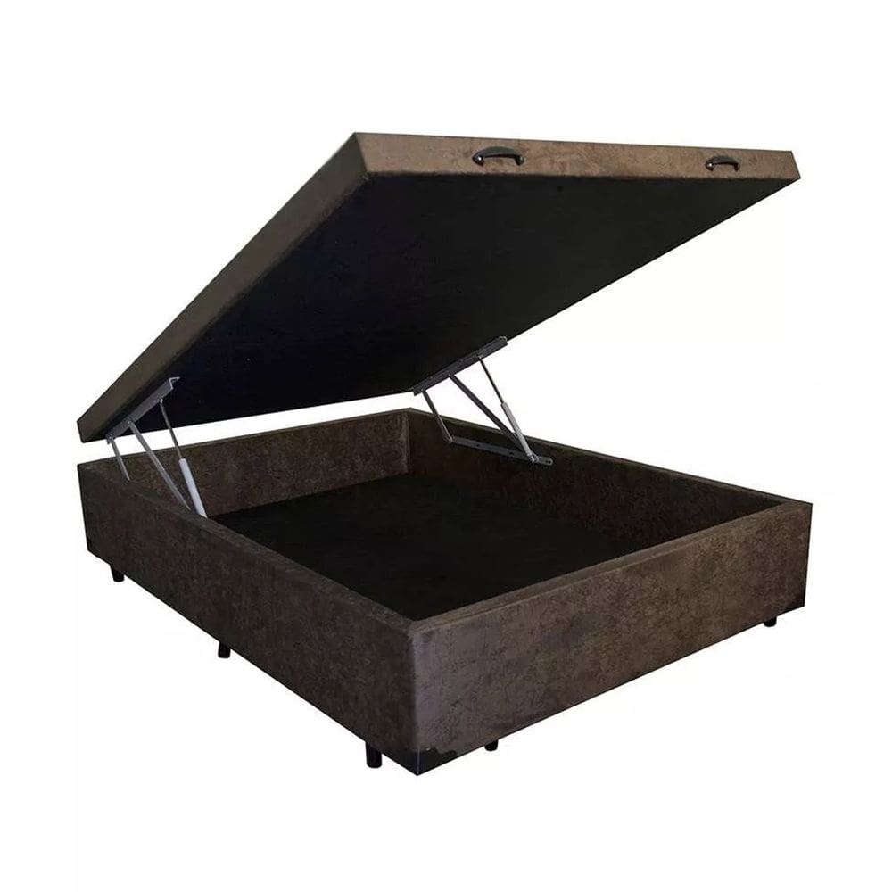 Cama Box Baú Blindado Casal Principe das Camas Suede Marrom 138x188x41