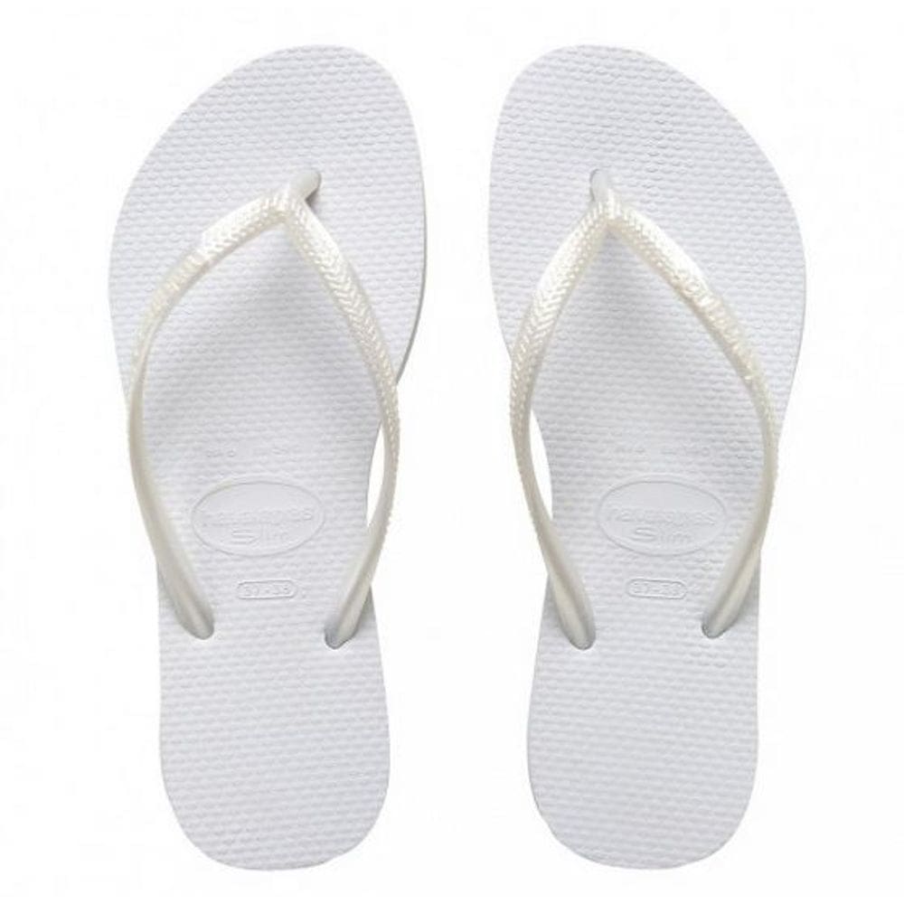 Chinelo Havaianas Slim Branco Infantil Confortável Macio 1312I- Menina