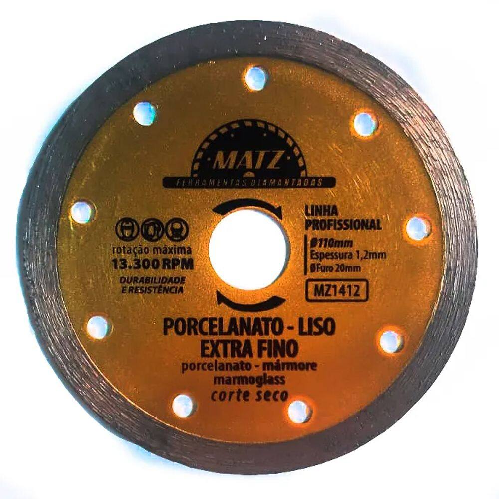 Disco Diamantado Porcelanato Liso Extra Fino 110x20mm Matz