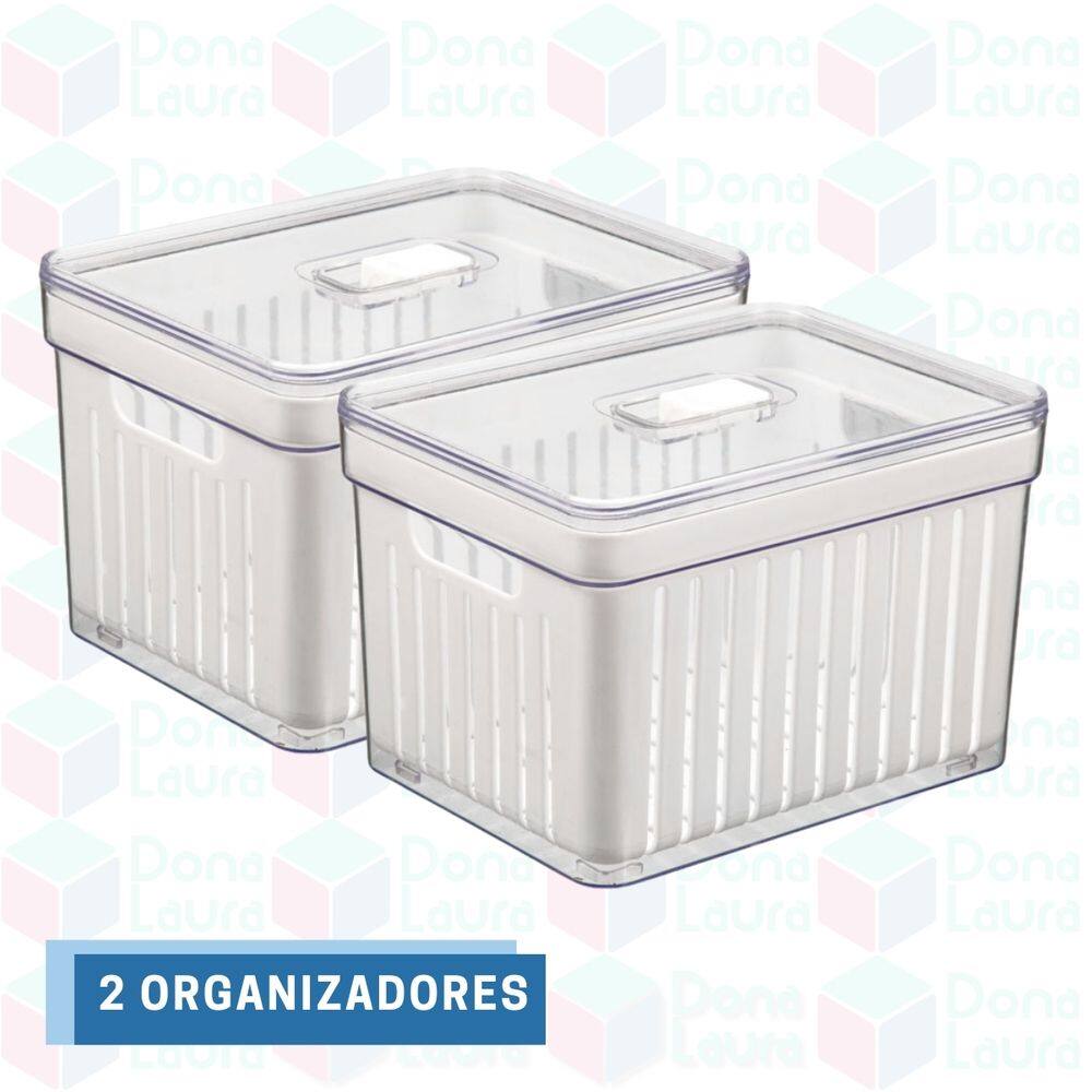 Organizadores Acrílico Geladeira com Cesta Resistente 2 Uni